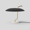 Model 537 Table Lamp with Brass Structure, Black Reflector & White Marble by Gino Sarfatti 2