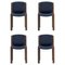 Model 300 Chairs in Wood and Kvadrat Fabric by Joe Colombo, Set of 4 1