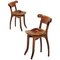 Spanish Modernist Solid Varnished Oak Batllo Chairs by Antoni Gaudi, Set of 2 1
