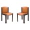 Chairs 300 in Wood and Sørensen Leather by Joe Colombo, Set of 2 1