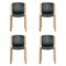 Model 300 Wood and Sørensen Leather Chairs by Joe Colombo, Set of 4 1
