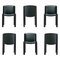 Chairs 300 in Wood and Sørensen Leather by Joe Colombo, Set of 6 1