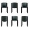 Chairs 300 in Wood and Sørensen Leather by Joe Colombo, Set of 6, Image 1