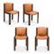 Model 300 Chairs in Wood and Sørensen Leather by Joe Colombo, Set of 4, Image 2