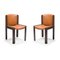 Model 300 Chairs in Wood and Sørensen Leather by Joe Colombo, Set of 4 3