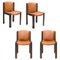 Model 300 Chairs in Wood and Sørensen Leather by Joe Colombo, Set of 4, Image 1