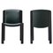Chairs in 300 Wood and Sørensen Leather by Joe Colombo, Set of 2 1