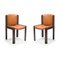 Chairs in 300 Wood and Sørensen Leather by Joe Colombo, Set of 2, Image 7