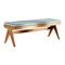 Civil Bench in Wood & Woven Viennese Cane with Cushion by Pierre Jeanneret for Cassina, Image 1