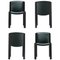 Chairs 300 in Wood & Sørensen Leather by Joe Colombo, Set of 4, Image 1