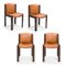 Chair 300 in Wood and Sørensen Leather by Joe Colombo, Set of 6 3