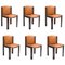Chair 300 in Wood and Sørensen Leather by Joe Colombo, Set of 6 1