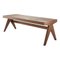 Civil Bench in Wood and Woven Viennese Cane by Pierre Jeanneret for Cassina 1