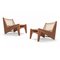 Kangaroo Low Armchairs in Wood & Woven Viennese Cane by Pierre Jeanneret for Cassina, Set of 2, Image 2
