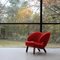 Pelican Chair in Red Fabric Divina and Wood by Finn Juhl 2
