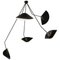 Modern Black 5 Curved Fixed Arms Spider Ceiling Lamp by Serge Mouille 1