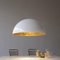 Suspension Lamp Sonora White Outside and Gold Inside by Vico Magistretti for Oluce 4