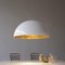 Suspension Lamp Sonora White Outside and Gold Inside by Vico Magistretti for Oluce, Image 4