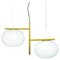 Alba Soto Suspension Lamp with Double Arm Brass by Mariana Pellegrino for Oluce 1