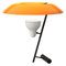 Modell 548 Tischlampe aus brüniertem Messing mit orangenem Schirm von Gino Sarfatti 1