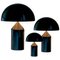 Lámparas de mesa Atollo grandes, medianas y pequeñas en negro de Vico Magistretti para Oluce. Juego de 2, Imagen 1