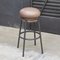 Grasso Leather and Brown Lacquered Metal Stool by Stephen Burks 3