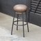 Grasso Leather and Brown Lacquered Metal Stool by Stephen Burks 4