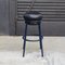 Grasso Black Leather & Blue Lacquered Metal Stool by Stephen Burks 4