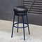 Grasso Black Leather & Blue Lacquered Metal Stool by Stephen Burks 2