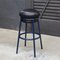 Grasso Black Leather & Blue Lacquered Metal Stool by Stephen Burks, Image 2