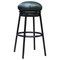 Grasso Green Leather & Black Lacquered Metal Stool by Stephen Burks 1
