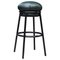 Grasso Green Leather & Black Lacquered Metal Stool by Stephen Burks, Image 1