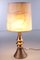 Lámpara de mesa de cerámica y oro con pantalla original, años 70, Imagen 2