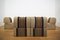 Modular Striped Armchairs with Tables, 1970s, Set of 7 5