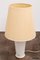White Glass Table Lamp with a Pleated Fabric Shade, 1970s, Image 1