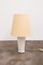 White Glass Table Lamp with a Pleated Fabric Shade, 1970s 11