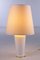 White Glass Table Lamp with a Pleated Fabric Shade, 1970s 13