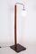 Early 20th Century Czech Floor Lamp in Milk Glass, Oak and Chrome, 1930s 1