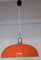 Lámpara de techo vintage redonda con pantalla de plástico naranja con soporte de aluminio, años 70, Imagen 4