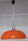 Vintage Round Ceiling Lamp with Orange Plastic Shade on Aluminum Mount, 1970s 4