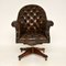 Antique Victorian Style Leather Swivel Desk Chair, Image 2