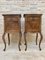 Louis XV Style Walnut Nightstands with Marble Top, 1930s, Set of 2 1