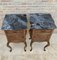 Louis XV Style Walnut Nightstands with Marble Top, 1930s, Set of 2 5