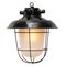 Vintage Industrial Black Enamel & Frosted Glass Pendant Light, Image 2