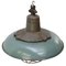 Vintage Industrial Petrol Enamel, Cast Iron & Frosted Glass Pendant Lamp, Image 4