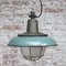 Vintage Industrial Petrol Enamel, Cast Iron & Frosted Glass Pendant Lamp 6