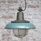 Vintage Industrial Petrol Enamel, Cast Iron & Frosted Glass Pendant Lamp, Image 6