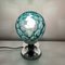 Small Mid-Century Modern Green Bubble Glass and Chromed Metal Table Lamp 4