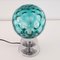 Small Mid-Century Modern Green Bubble Glass and Chromed Metal Table Lamp 5