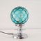 Small Mid-Century Modern Green Bubble Glass and Chromed Metal Table Lamp 1
